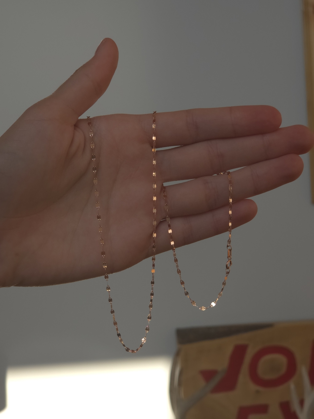 14k Solid Rose Gold Mirror Chain Necklace